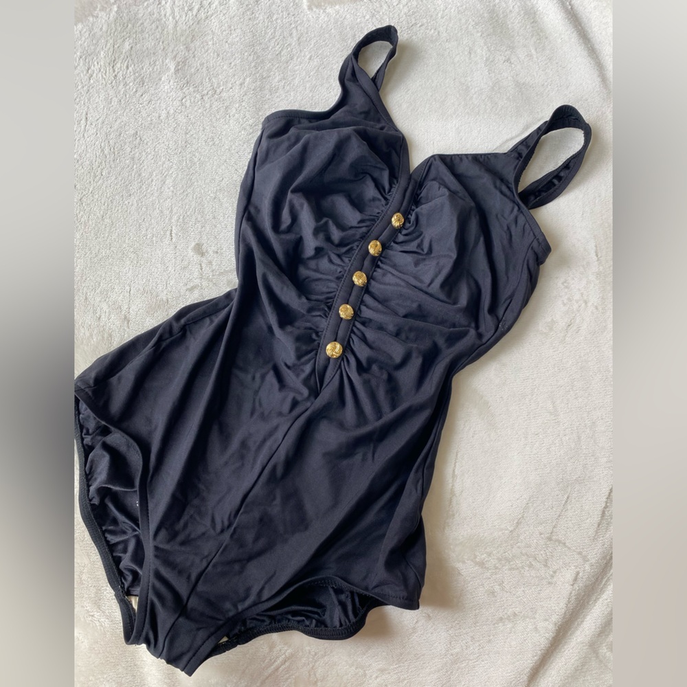 Vintage Black One Piece Swimsuit - Picture 1 of 9